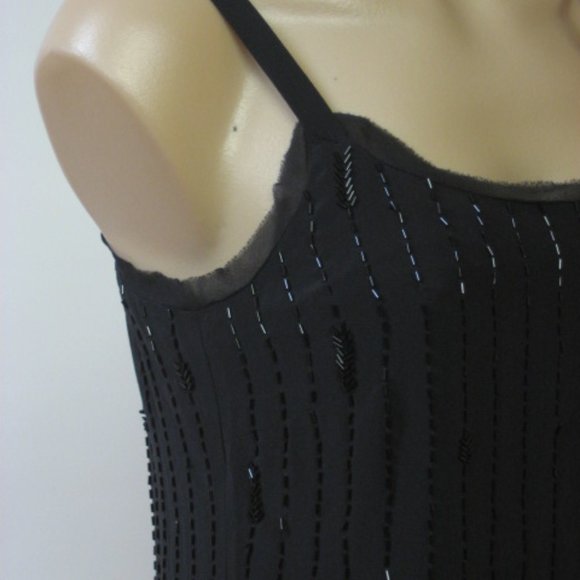 EILEEN FISHER Black Beaded Silk Crepe Dress - Picture 3 of 5